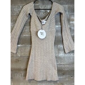 Princess Polly Cable Knit Mini Dress Womens S/M Beige NWT